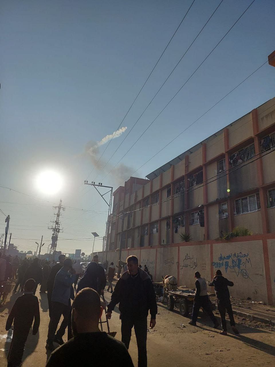 Occupation fires flash bombs near Khawla School in Deir al-Balah