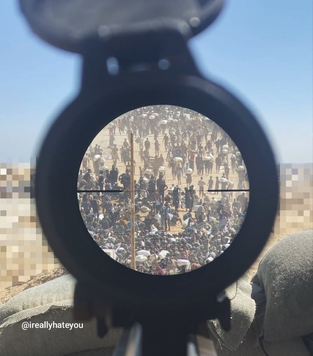Soldier shares sniper scope image targeting Gaza aid seekers