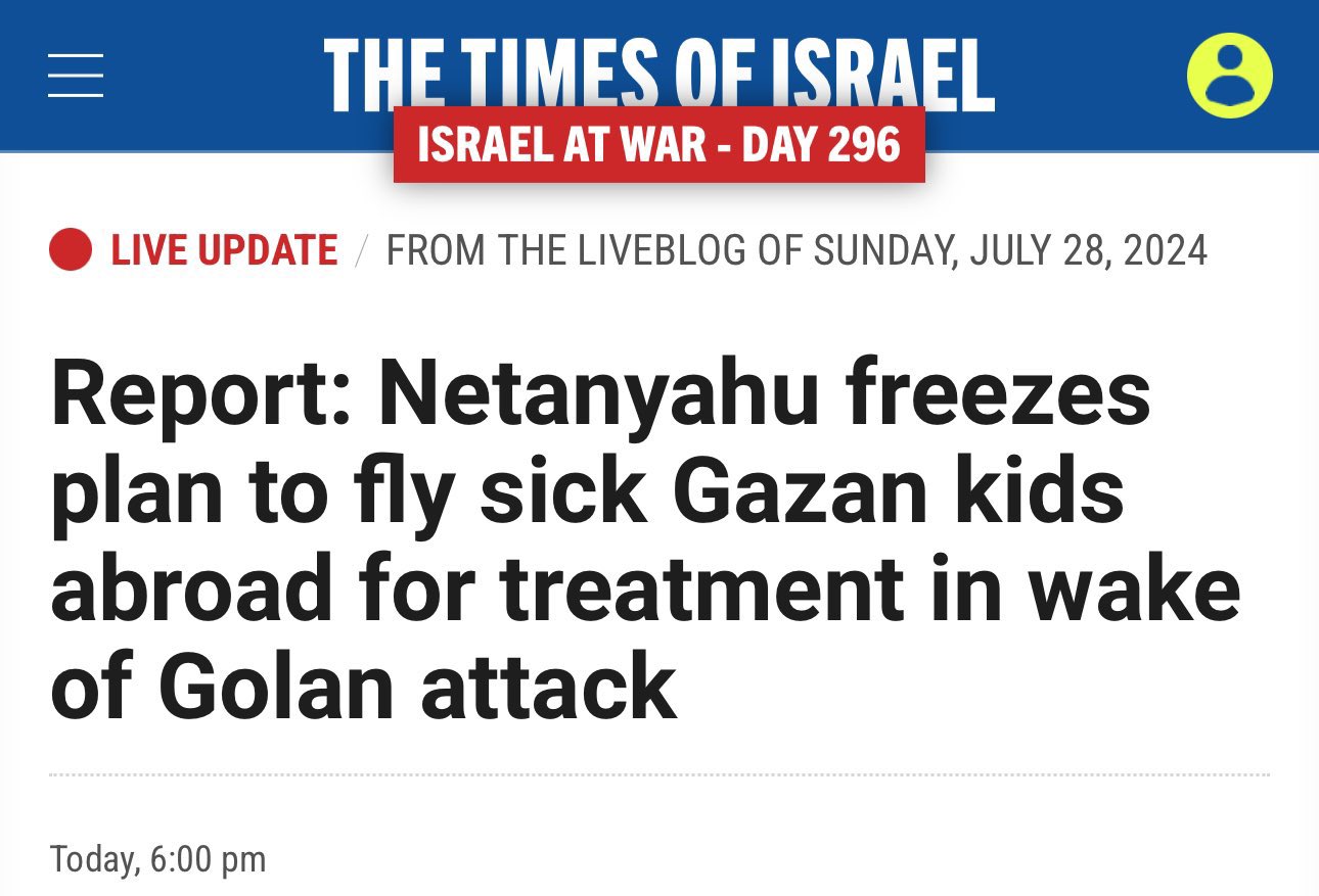 Netanyahu delays transfer of 150 sick Gazan children to UAE