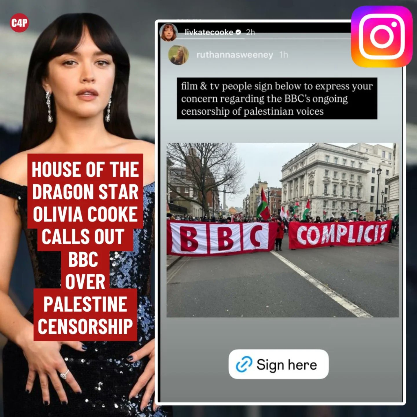 Olivia Cooke Calls Out BBC for Censoring Palestinian Voices