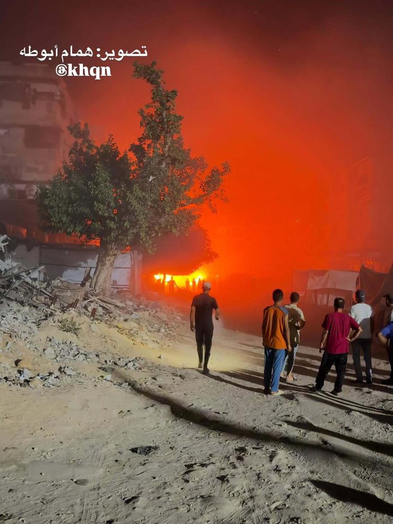 Gaza burning amid Israeli military bombing of populated areas