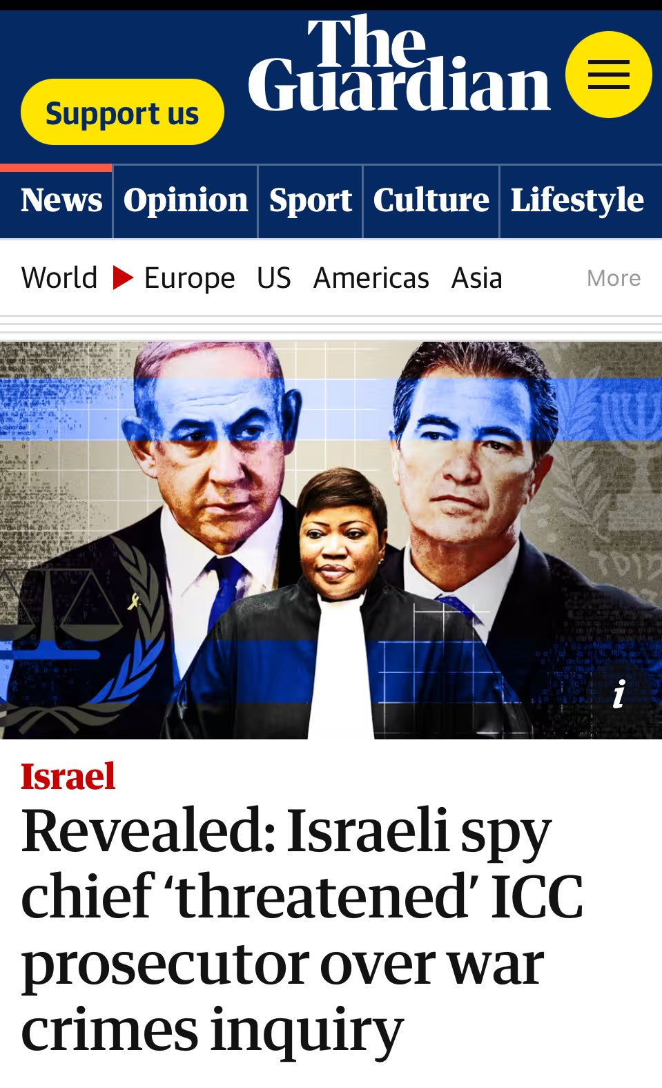 Israeli spy chief threatens ICC prosecutor over war crimes inquiry