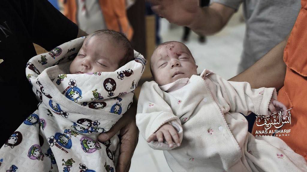 Twins Rescued Alive from Bombed House in Gaza Jabalia Camp