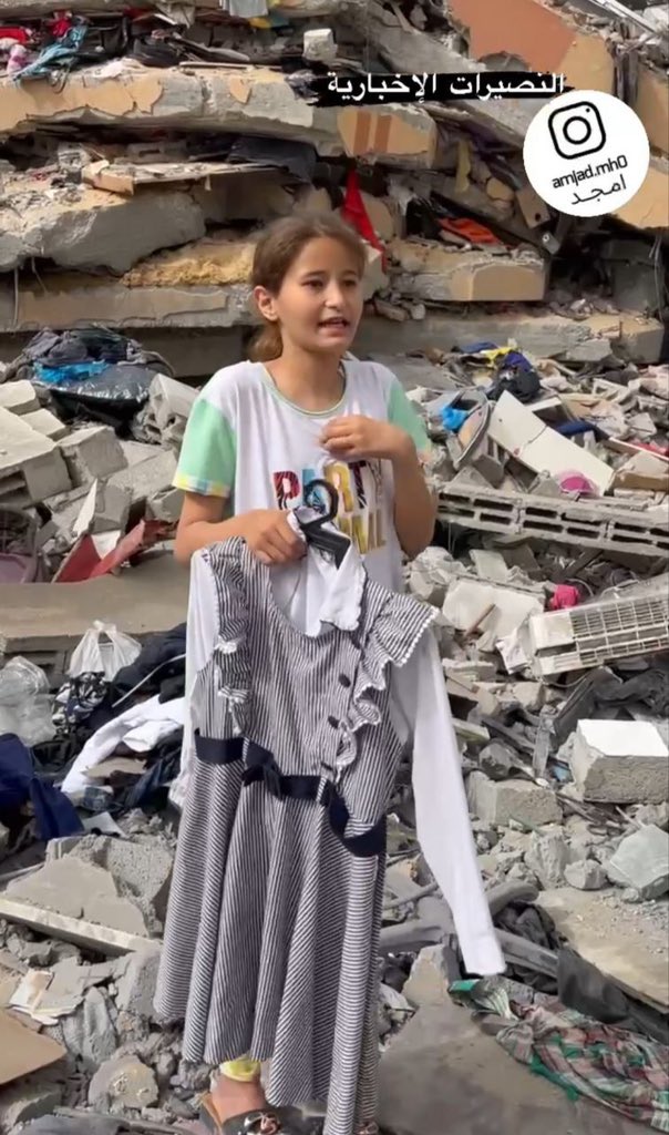 Girl Retrieves School Uniform from Destroyed Gaza Home