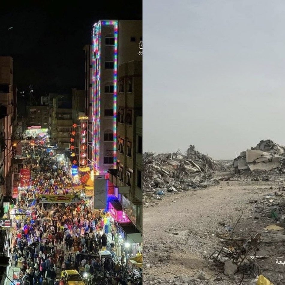 Gaza street transformation before and after war