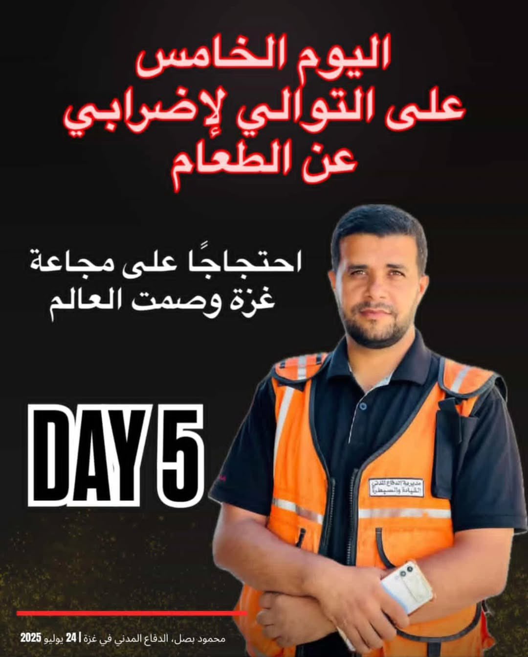 Fifth day hunger strike protests Gaza starvation crisis