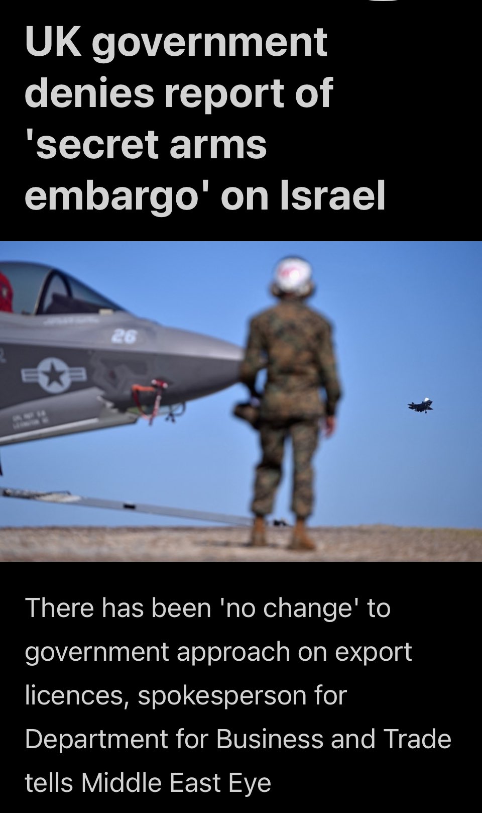 UK Government Denies Secret Arms Embargo on Israel Report