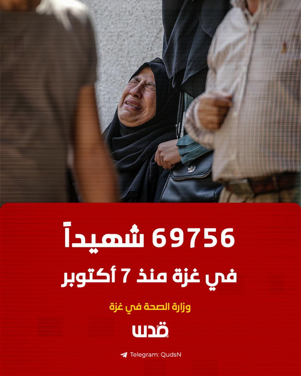 Gaza Ministry of Health Reports 69,756 Martyrs Since October 7