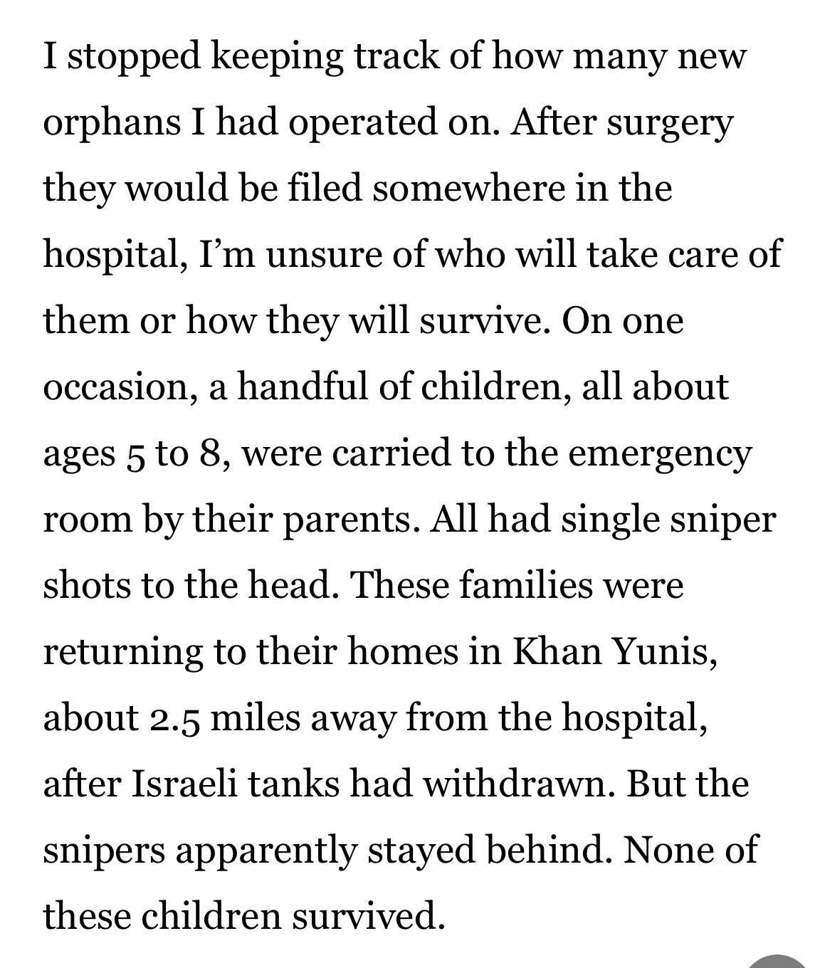Children killed by sniper fire in Gaza hospitals during bombing