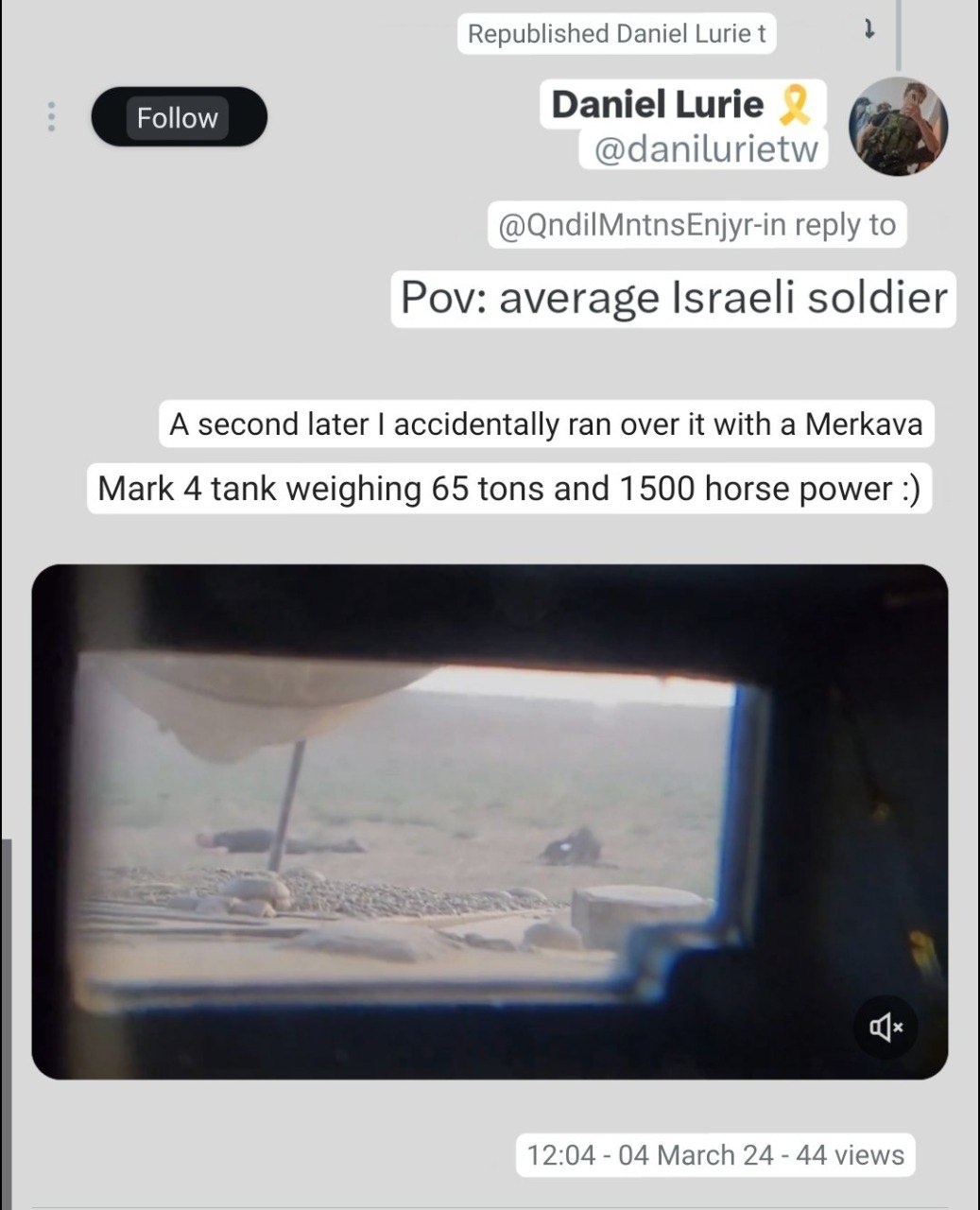 Israeli soldier boasts about running over Palestinian civilian