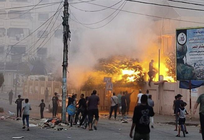 Israeli white phosphorus ignites fire at Al Naser Optical Hospital Gaza