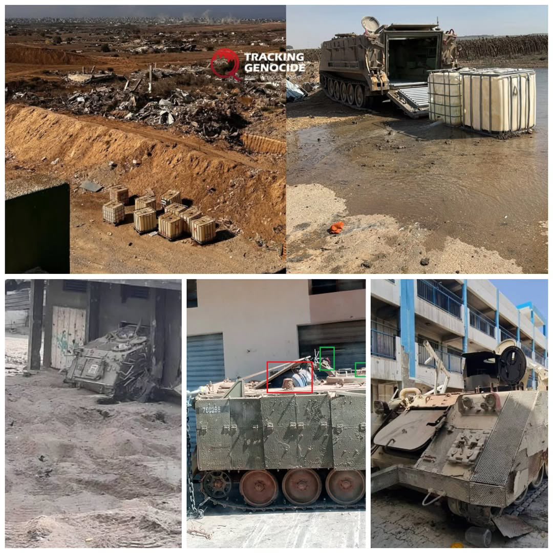 Israeli vehicles carry ammonium nitrate tanks in Gaza operations