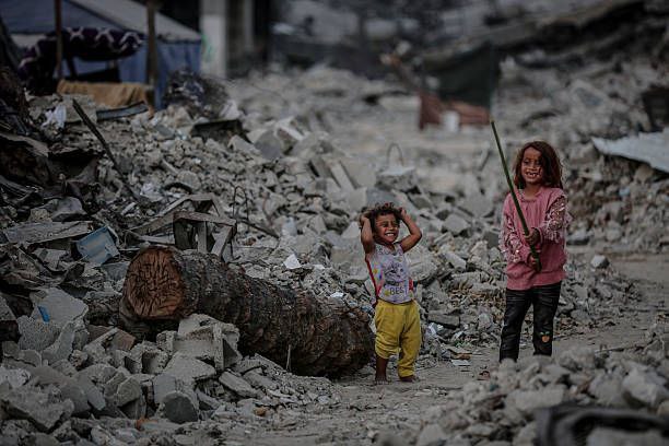 White Symbol of Peace Turned Red in Gaza Conflict