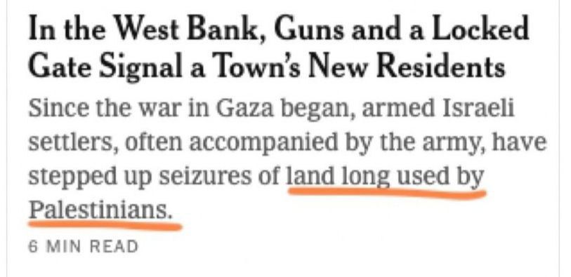 NYT’s Language on West Bank Palestinian Land Use