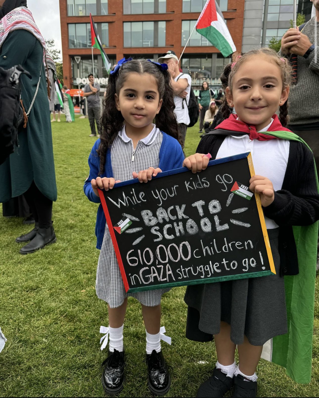 Manchester schoolchildren protest in uniforms for Gaza