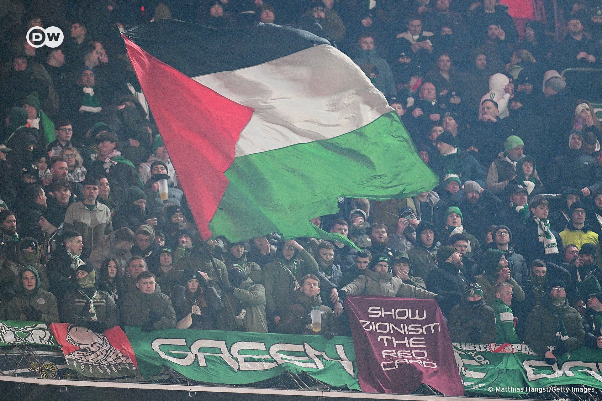 Celtic Fans Display Anti-Zionism Banner at Munich Match