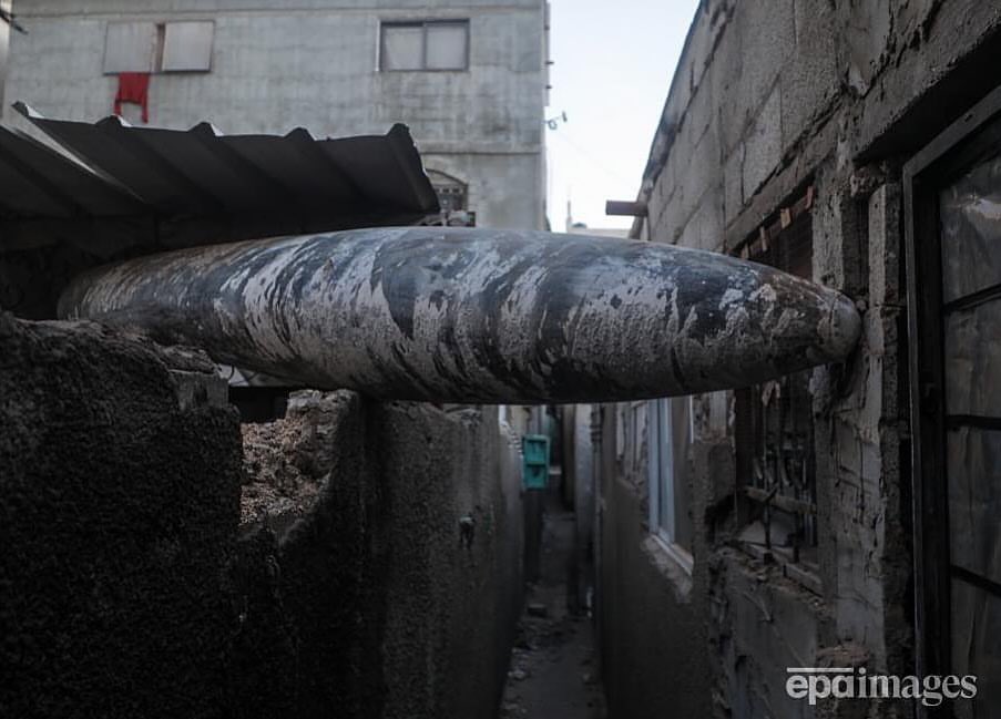 Unexploded Missile Found Between Houses in Gaza