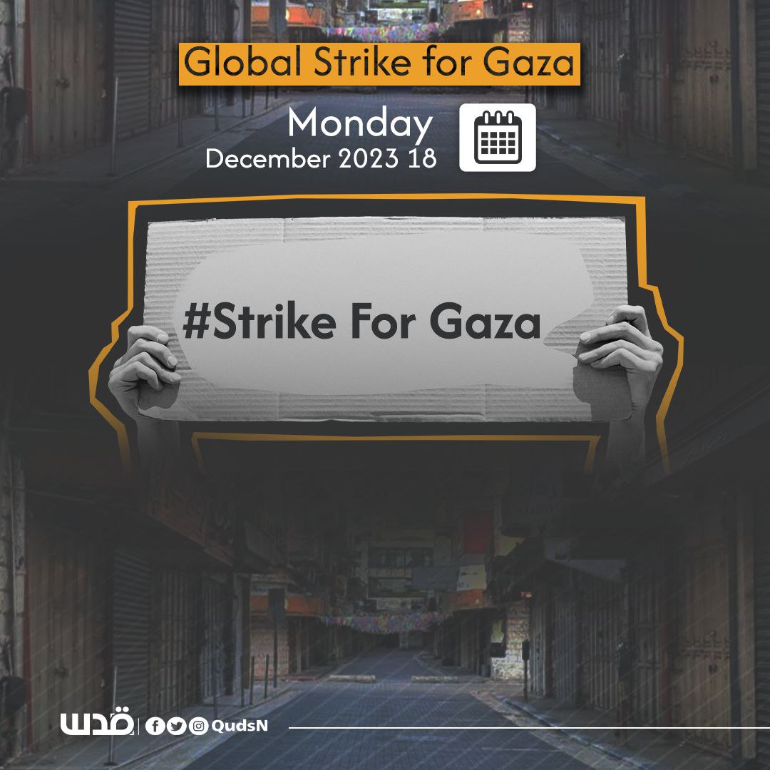 Global Strike Called for Gaza Ceasefire and Palestinian Solidarity