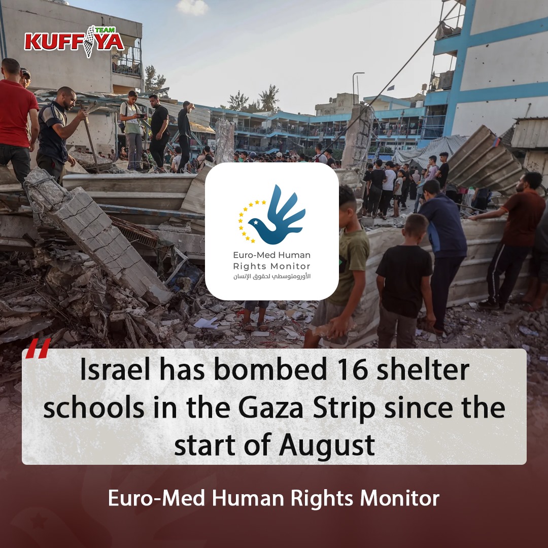 Israel bombs 16 shelter schools in Gaza since August