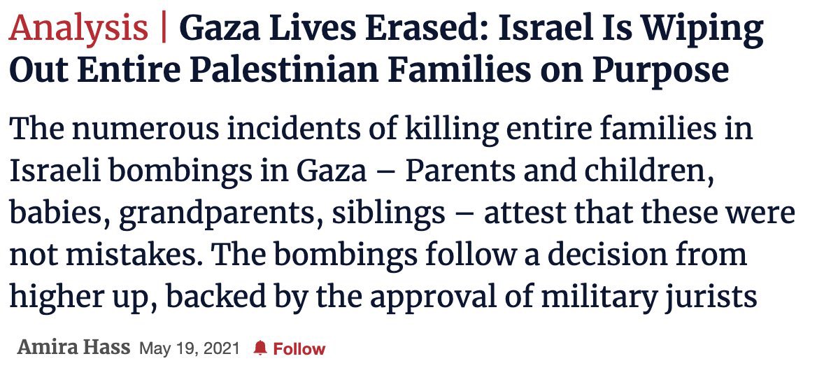 Israel Wiping Out Entire Palestinian Families on Purpose