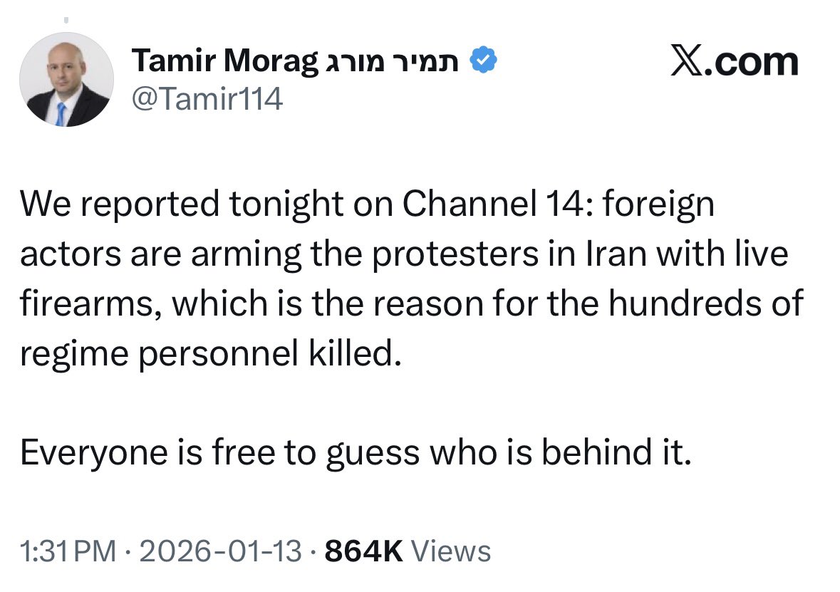 Mossad Allegedly Arming Iranian Protesters With Live Weapons