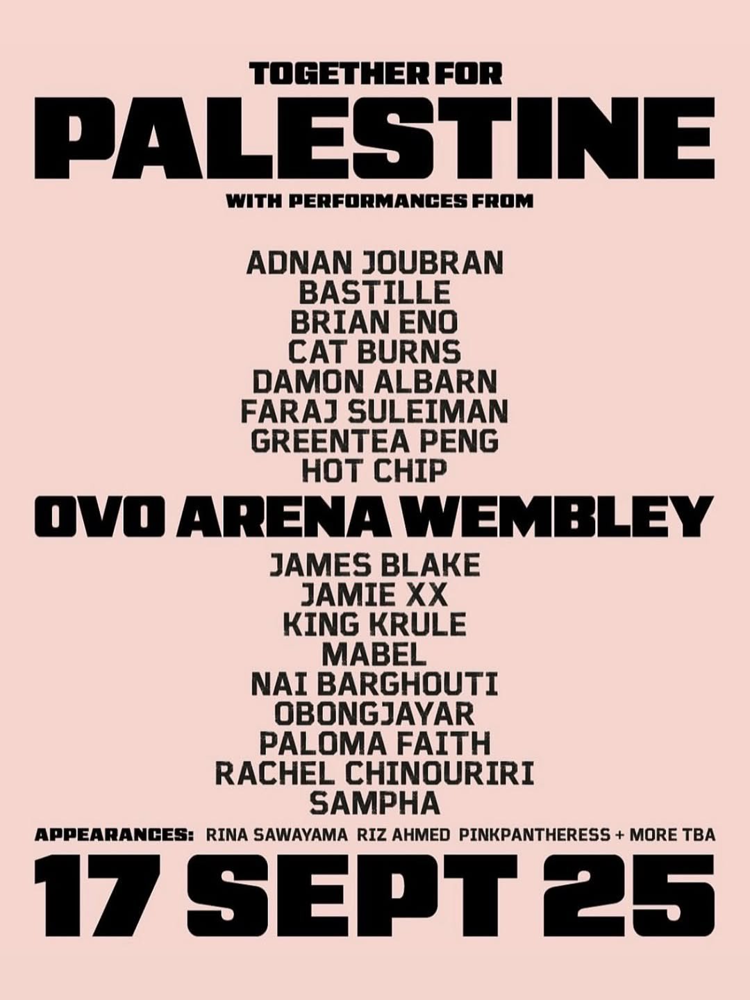 Together For Palestine Concert at OVO Arena Wembley September 17