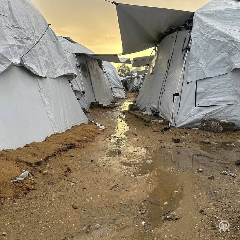 Displaced Palestinians face harsh cold and rain in Gaza