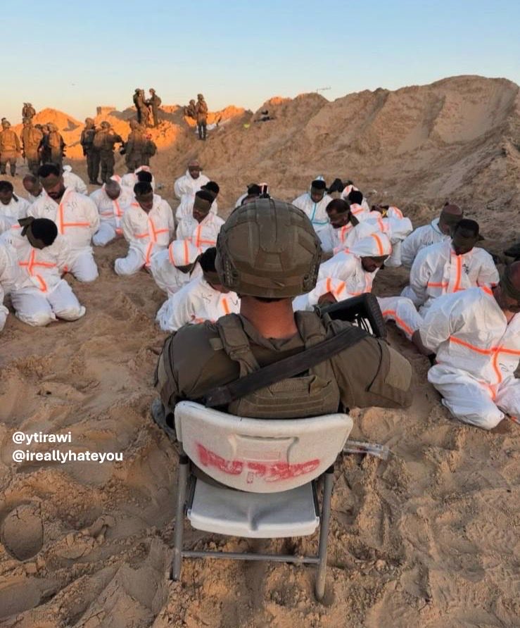Israeli soldier posts image of detained Palestinians in July