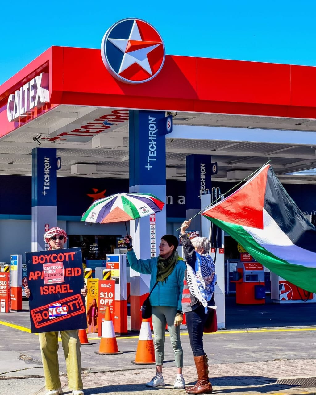 Pro-Palestine activists protest Caltex over Israel profits