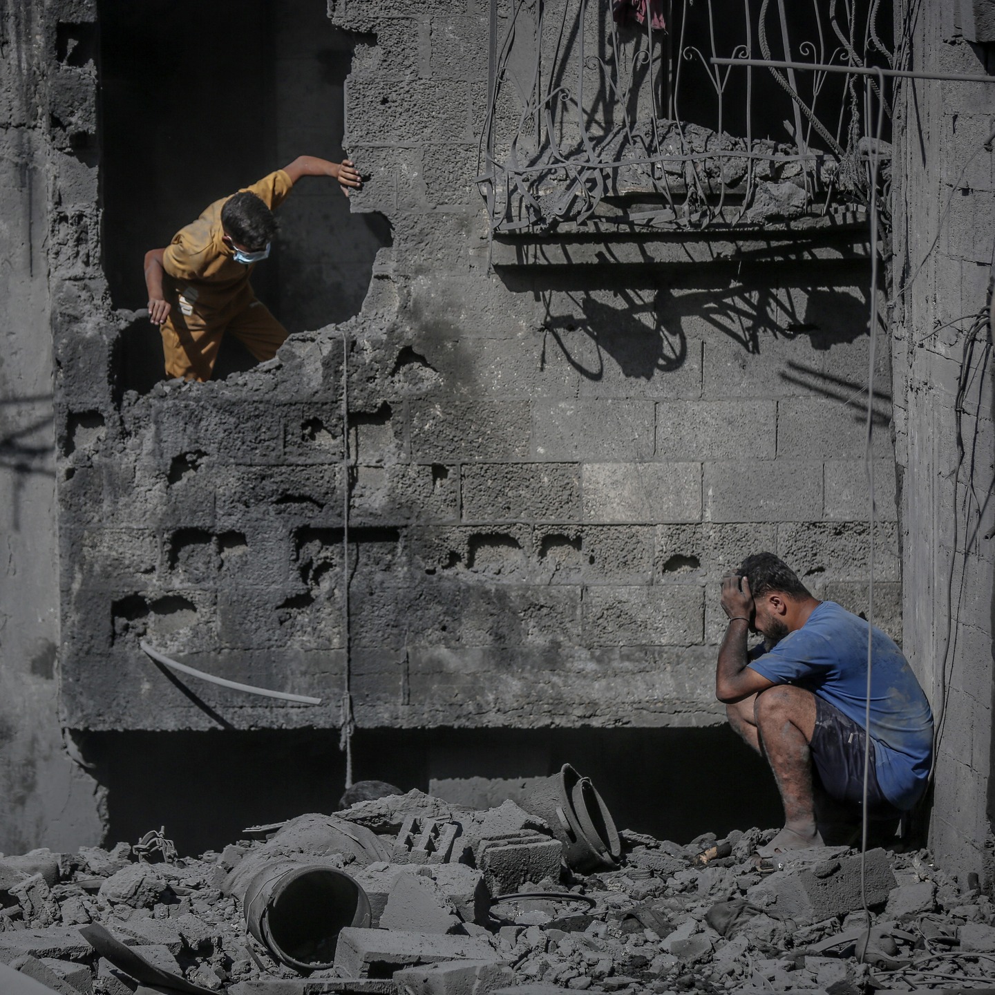 Palestinian Man Grieves Home Destroyed by Israeli Airstrike in Gaza