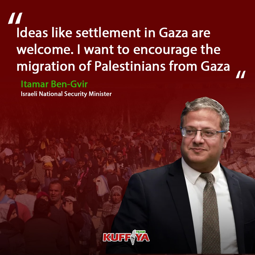 Ben-Gvir défend colonies à Gaza et migration forcée palestinienne