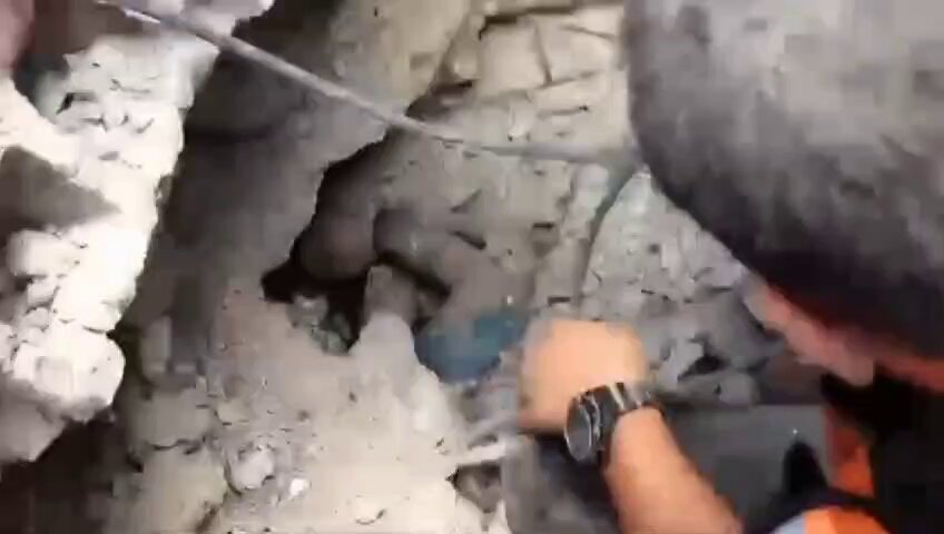 Baby rescued from rubble after Israeli bombing in Gaza