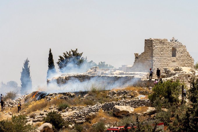 Israeli settlers set fire to St. George Monastery in Taybeh