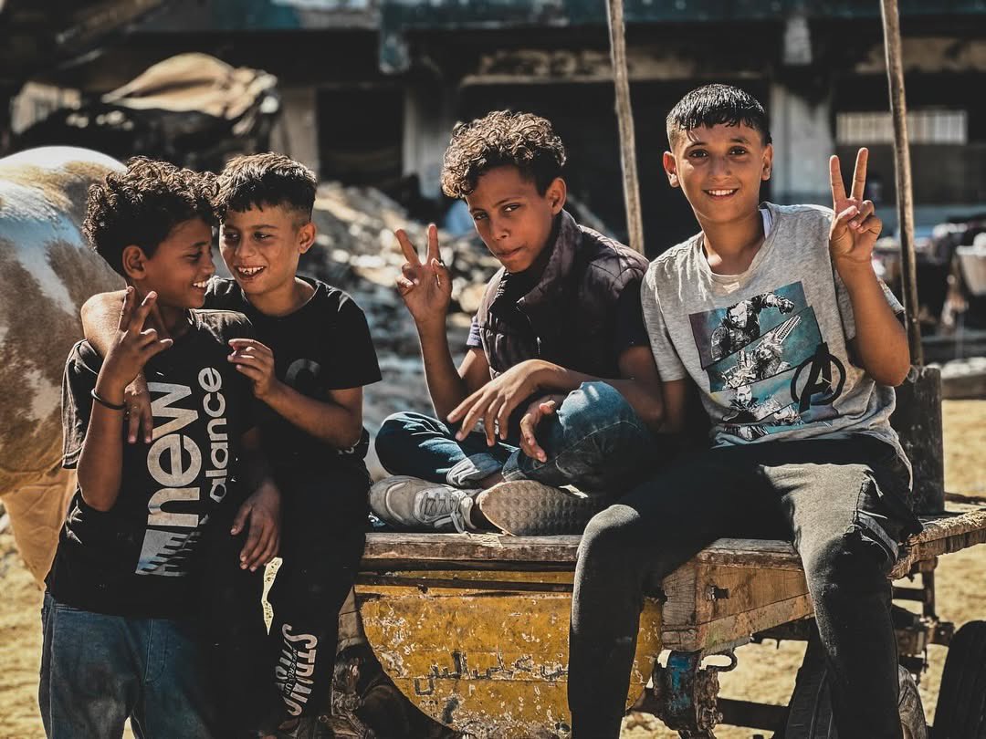Children’s laughter amid displacement in UNRWA school shelter