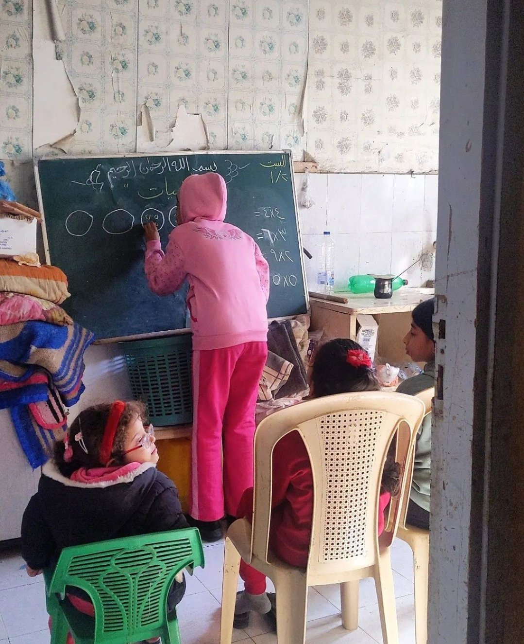 Displaced Gaza Girls Persevere in Learning Multiplication Tables