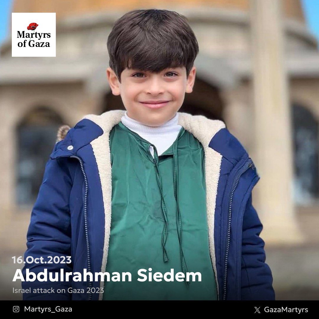 Child Abdulrahman Siedem killed in Gaza conflict