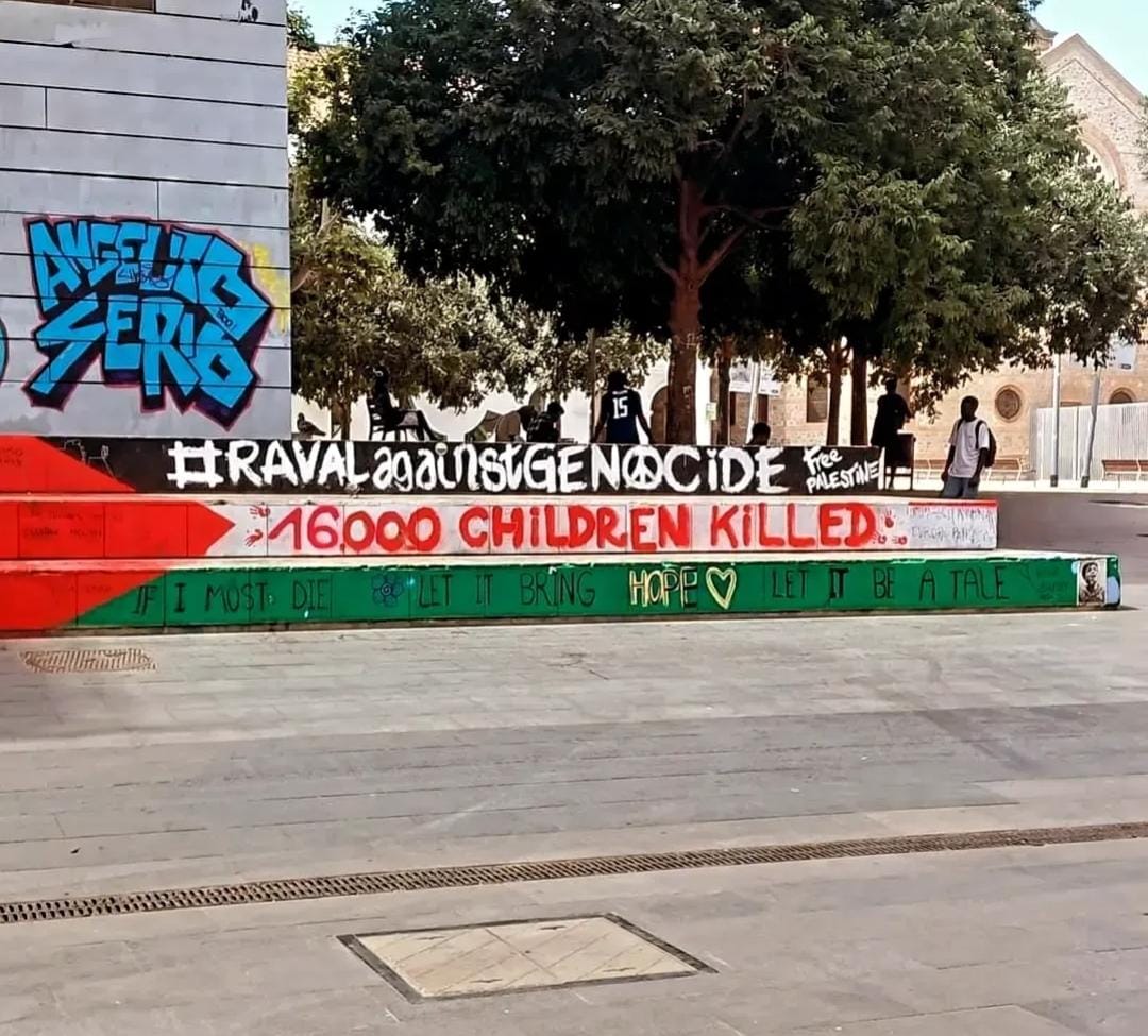 Gaza Children Deaths Protest Sign Barcelona Spain