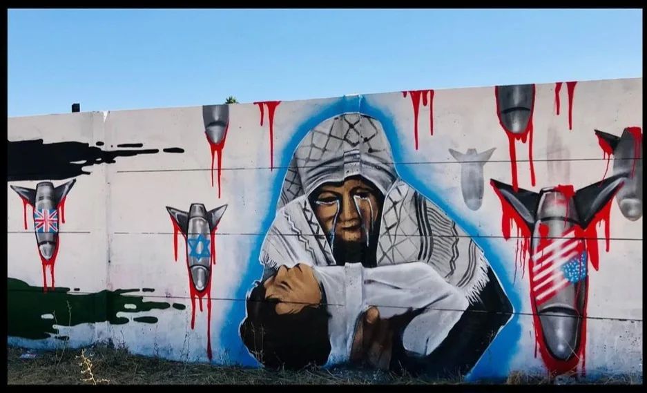 Chilean muralist depicts Palestinian suffering from Israeli bombardment in Gaza