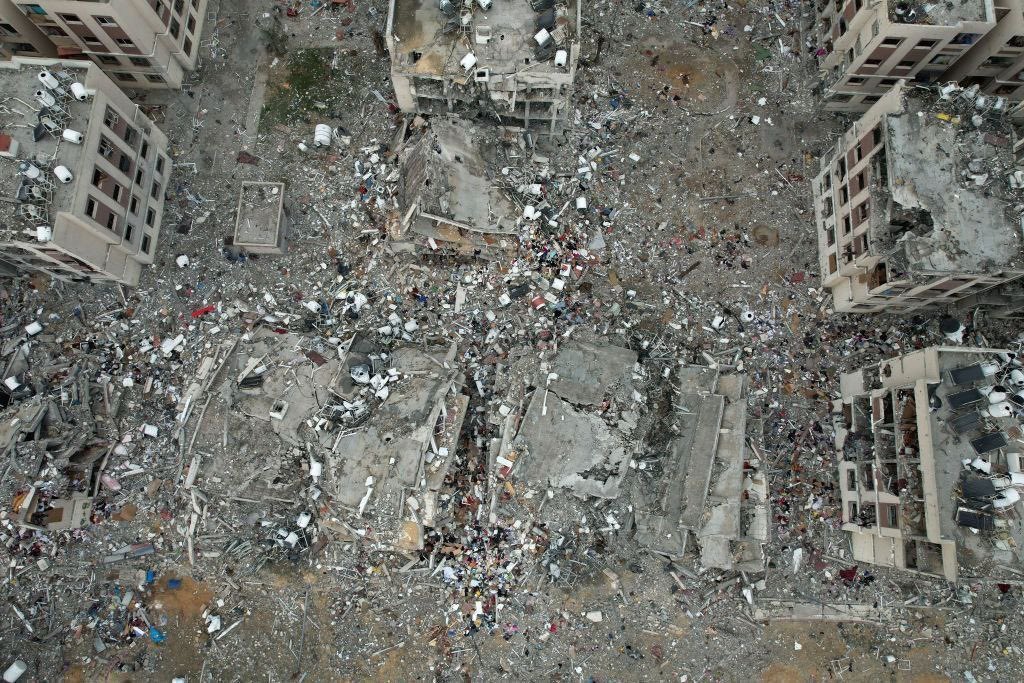 Aerial View Shows Israeli Destruction of Palestinian Residential Compound in Gaza