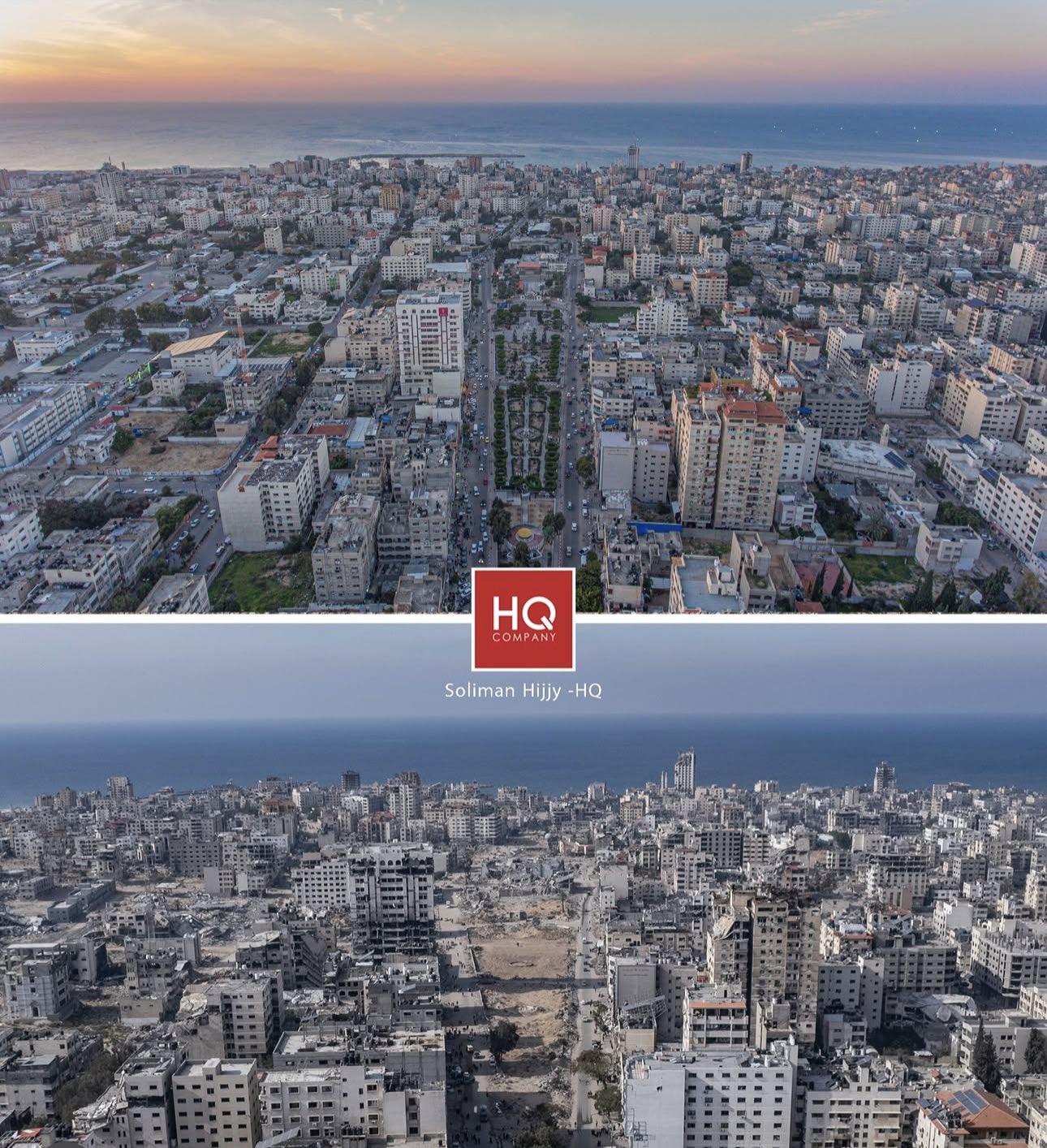 Aerial imagery shows Al-Rimal destruction in Gaza City