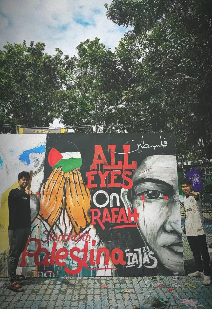 Pro-Palestine canvas ‘All Eyes on Rafah’ displayed in Depok, Indonesia