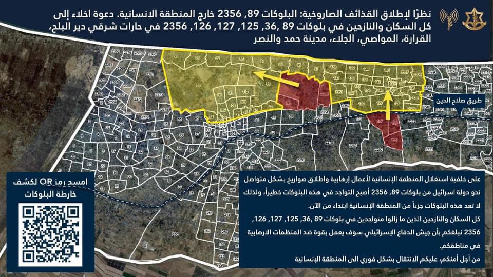 Safe Zone Reductions Reported in Khan Younis and Deir al Balah
