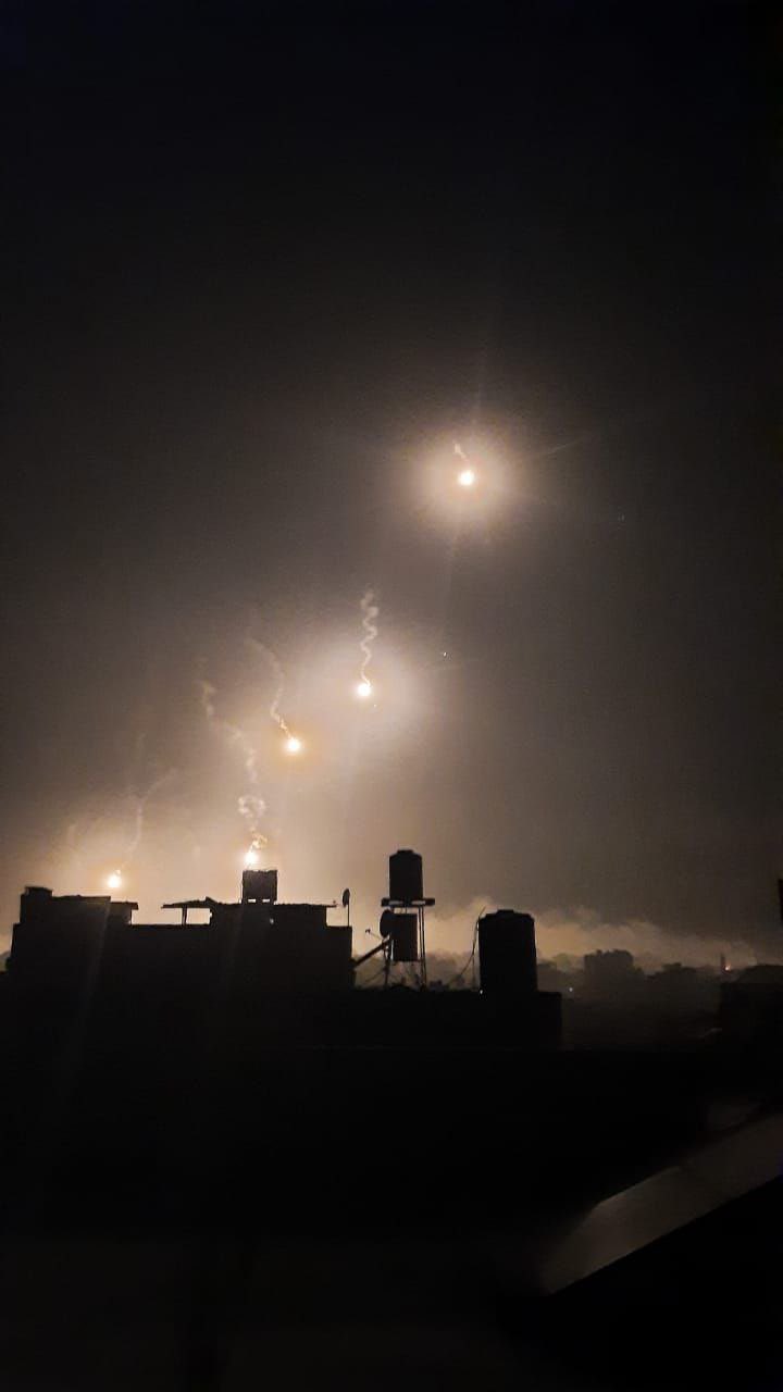 Israeli fire flares over Jabalia refugee camp in Gaza