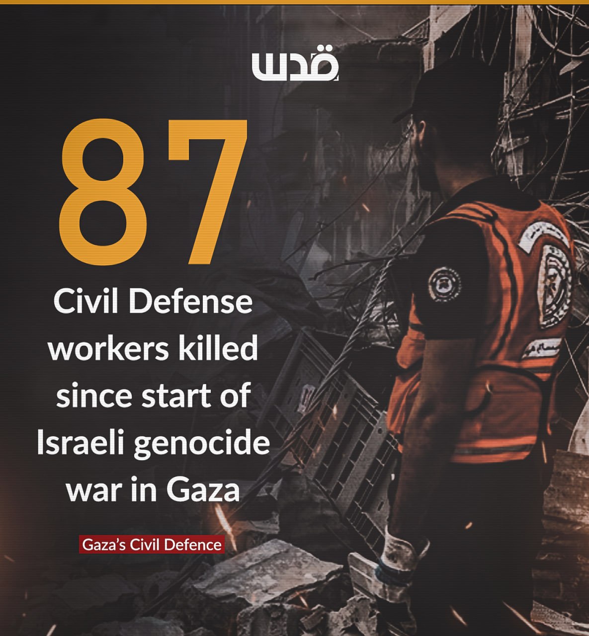 87 Gaza civil defense workers killed on duty since genocide began