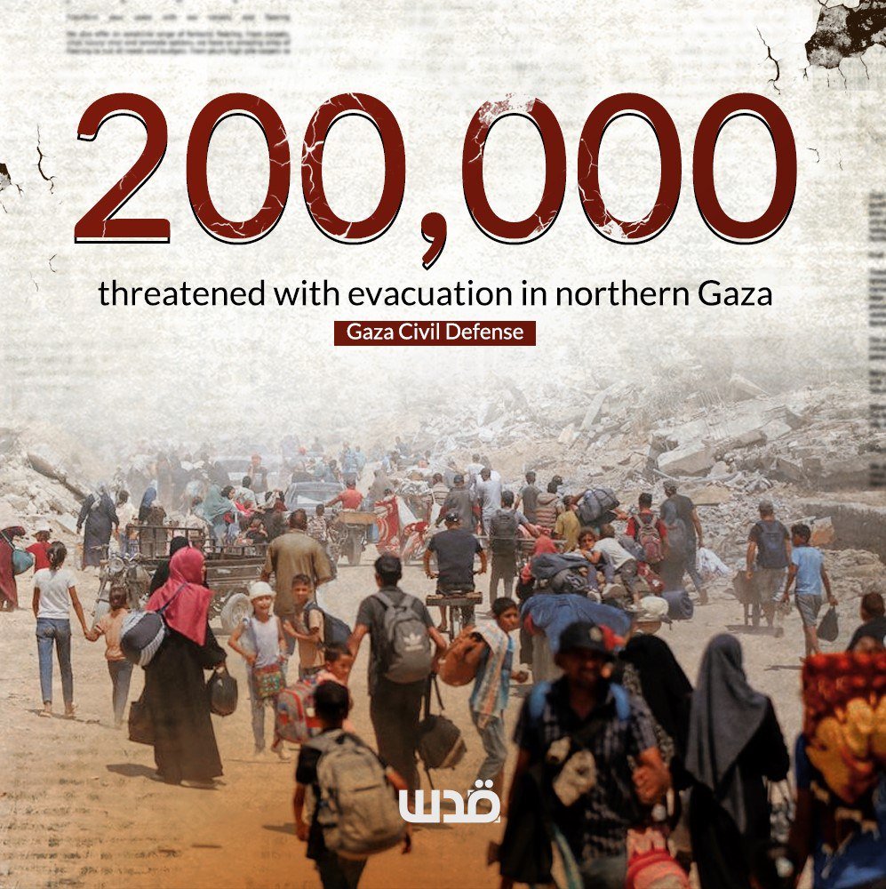 200,000 Palestinians in North Gaza face forcible evacuation
