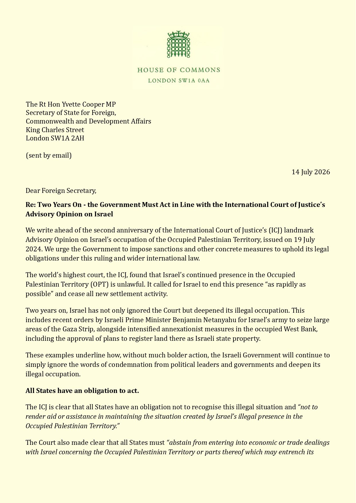 UK MPs urge sanctions on Israel over ICJ Palestine ruling