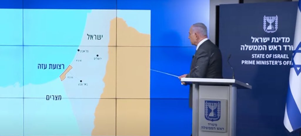 Netanyahu shows map erasing occupied West Bank at news conference