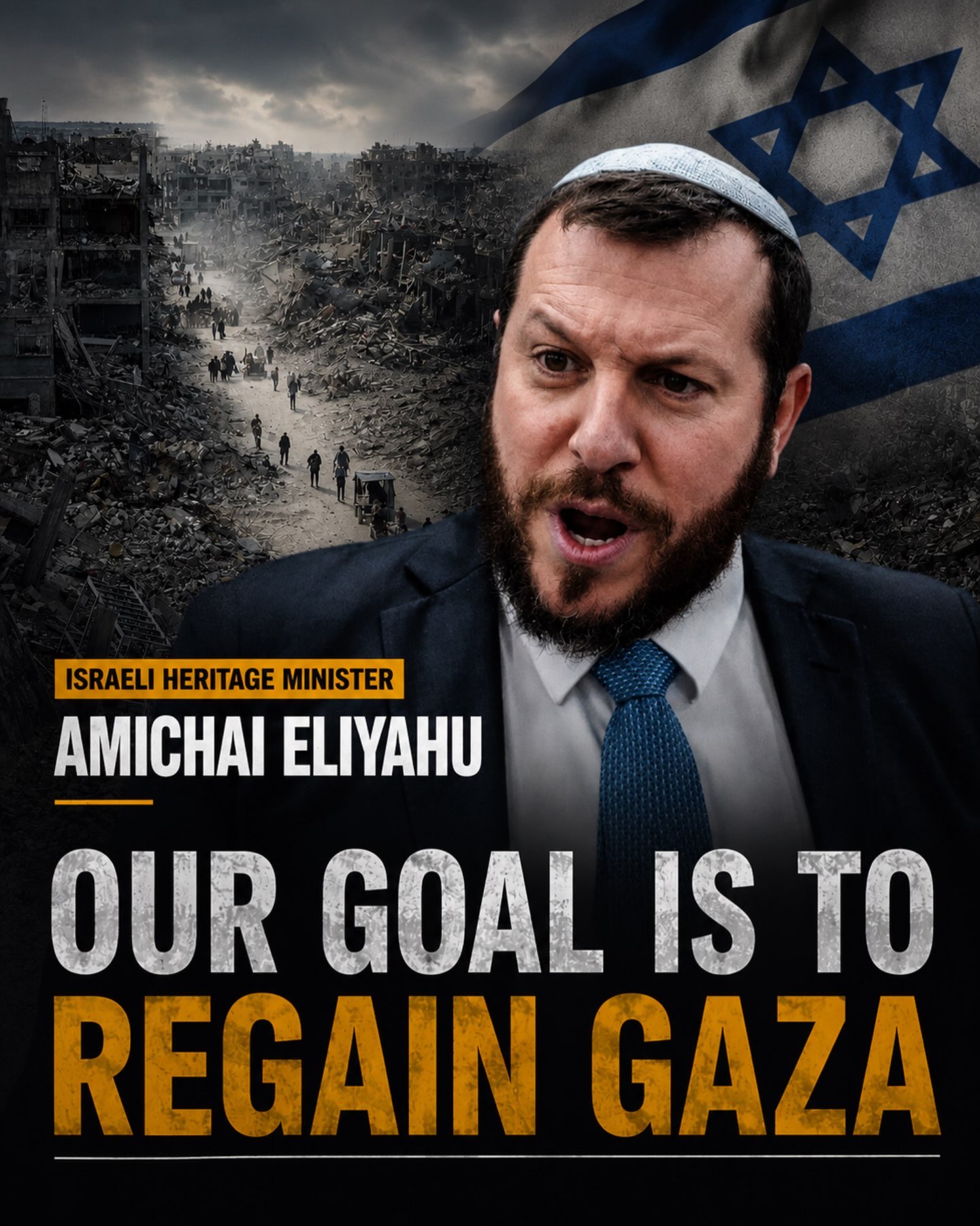 Israeli Heritage Minister calls for regaining Gaza control, settlements