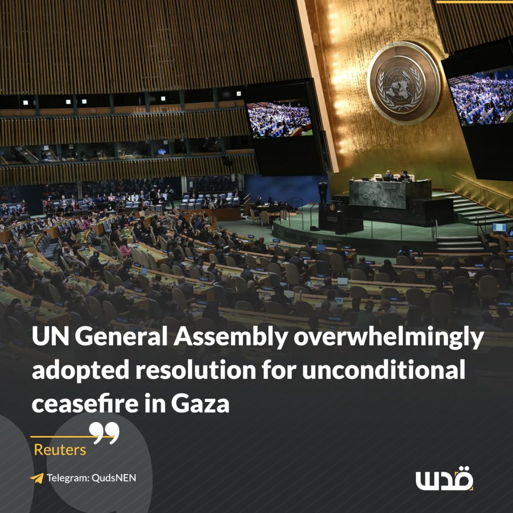 UN General Assembly adopts resolution for immediate Gaza ceasefire