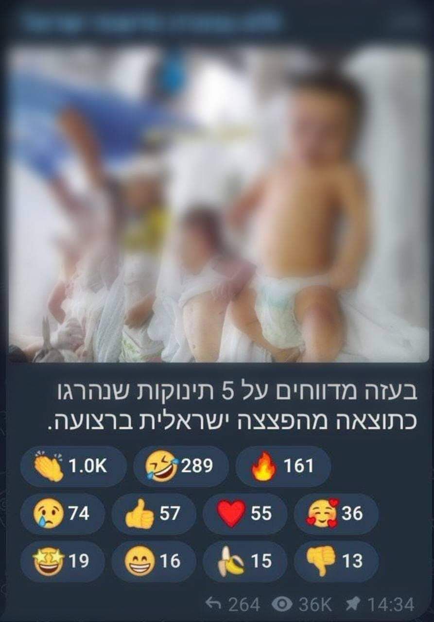 Israelis react to photo of Palestinian babies killed by Israel